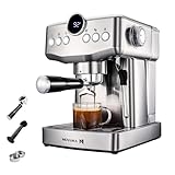 NOVAKA Cafetera Espresso y Cappuchino, 20 Bares de Presión, con varilla de vapor Ajustable, Depósito de Agua 1.8L, 1/2...
