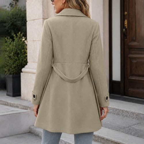 Womens Trench Coat Double Breasted Mid Length Jacket Fall Winter Outfits - image 3