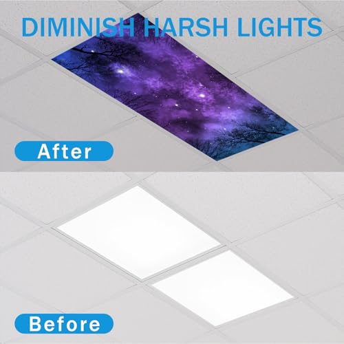 Image of 8 Pcs Fluorescent Light Covers with 80 Magnets Decorative for Classroom Ceiling Light 4 x 2 Feet Magnetic Light Covers Filter Easy Install for Office Hospitals & Home Drop Ceiling Supplies