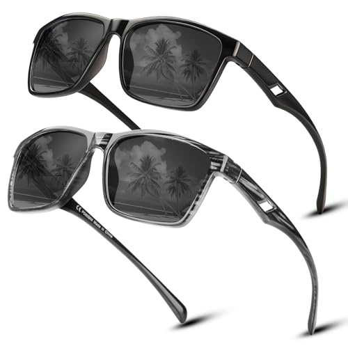 Missfive 2-Pack Mens Snazzy Bifocal Sunglasses with Readers Built-in Rugged TR90 Lightweight Vented Temples Dark Outdoor Reading Glasses UV400 Sun Protection for Driving/Travelling 2.5x