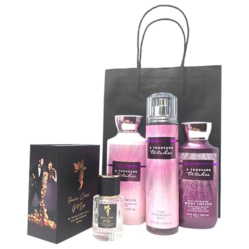 Bath and Body A Thousand Wishes Trio Gift Set with Fawn Over Me Perfume and Gift Bag