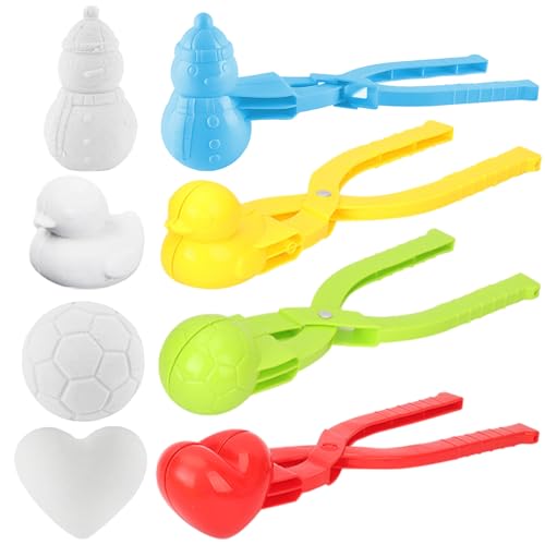 雪玉製造機 雪玉メーカー 雪遊び 雪玉づくり スノーボールメーカー 雪合戦 親子ゲーム 可愛い雪だま製造機 雪玉作り 雪だるま アヒル型 ハート型 アウトドア 冬 おもちゃ 雪遊び 砂遊び 4個セット 家族 友人 (タイプ-B-雪玉メーカー4点セット)