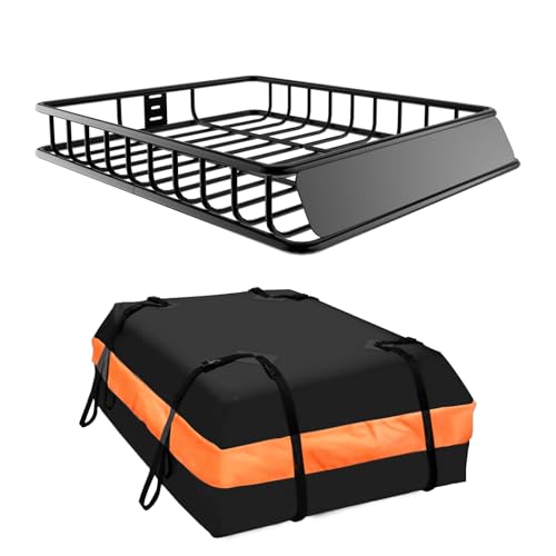 Panier de toit pour road trip en SUV avec sac de transport étanche