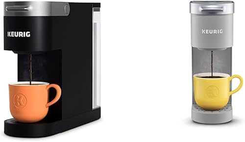 Keurig K- Slim - Cafetera de cápsulas K-Cup de una sola porción, tecnología multistream, cafetera negra y K-Mini de una sola porción, gris estudio,