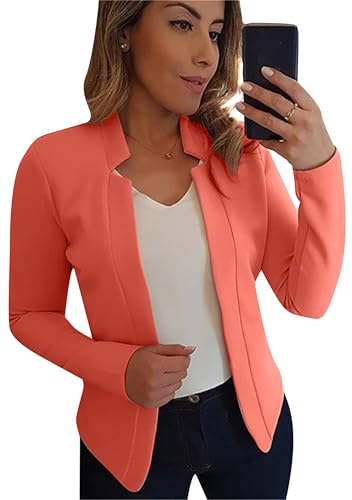 GORIFE Women's Casual Simple Blazers Lightweight Solid Color Open Front Blazer Notched Collar Long Sleeve Blazer Jacket
