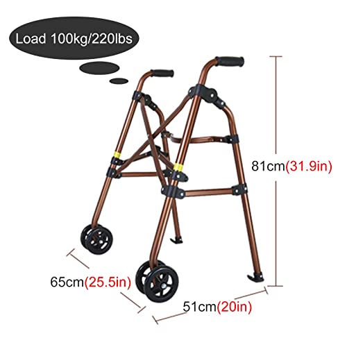 Aide à la marche pliable et légère en aluminium marron à 2 roues - 2