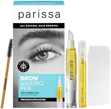 Parissa Brow Waxing Pen | Precise Eyebrow Shaping, Mess-Free Application & Coarse Hair Removal | At-Home Brow Wax Kit with 20 Strips, Brow Brush with Post-Wax Ultra Soothe Oil | 4.5 ml (0.15 Fl Oz)