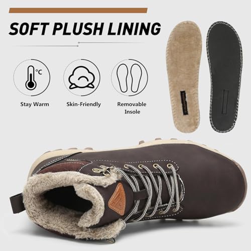 Image of Mishansha Snow Boots for Women - Waterproof Winter Hiking Boots with Warm Fur Lining, Anti-Slip Sole, Insulated Outdoor Cold Weather Booties