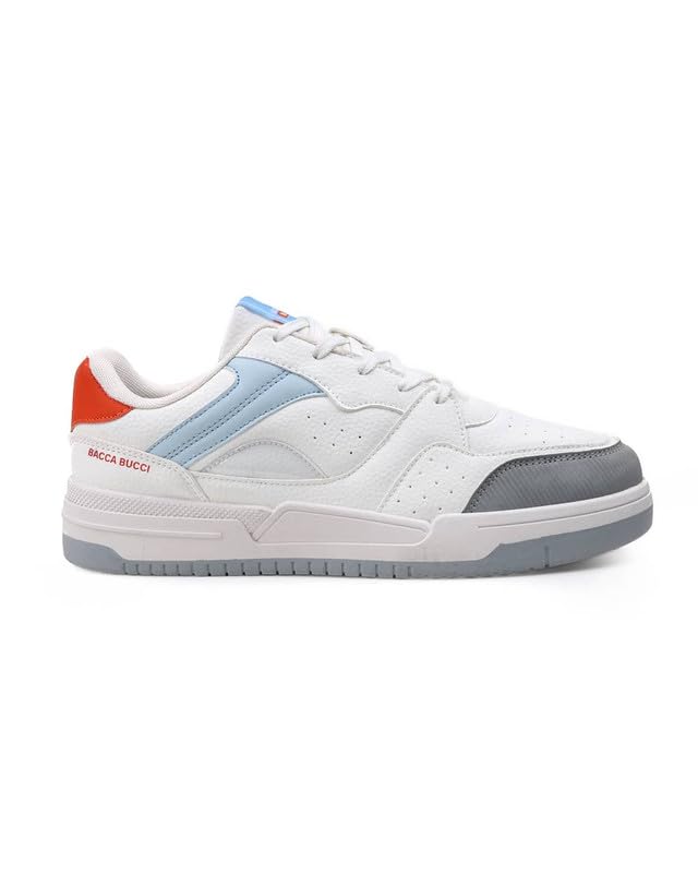 Image of Bacca Bucci Matrix Men's Low-Top Court Sneakers | Lace-Up Casual Streetwear Shoes with Textured Toe Guard