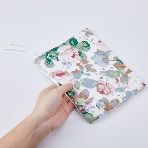 SUPERFINDINGS Cloth Book Cover Protector A5 White Rectangle Scrapbook Cover with Flower Pattern for Hardcover - Image 3