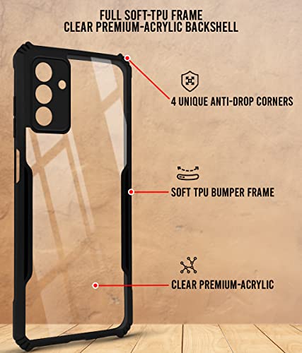 Image of Jkobi Back Cover Case for Samsung Galaxy M13 4G (Crystal Glass Back | Camera Protection | Shockproof Bumpers | Professional Black)