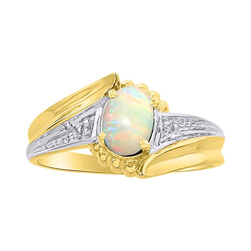 Bague diamant et opale, le cadeau de naissance idéal en argent plaqué or