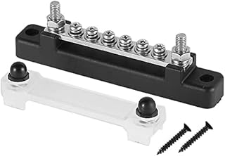 WADY 6 Terminal Bus Bar Kit - 150A BusBar Block, 6 Post Power Distribution Terminal Block w/ 6 M4 Screws + 2 Studs Set, Ground Distribution, for Car Boat Marine Caravan RV