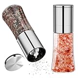 Dyaucwpo Salz und Pfeffermühle 2er Set, Manuelle Salzmühle mit Keramikmahlwerk, Mühlenset Edelstahl, Gewürzmühle aus Glas, Verstellbare Handmühle für Salz und Pfeffer, Gewürze[Ohne Gewürzinhalt]