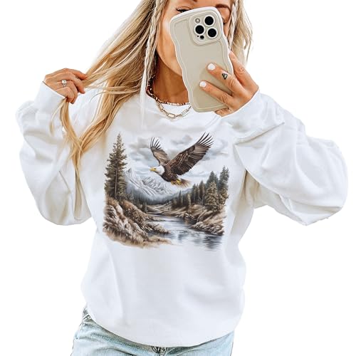 Vintage Bald Eagle Wilderness Scene Sweatshirt - 90s Vintage Eagle Sweatshirt - Scenic River Mountain Nature Sweater - Unisex Graphic Crewneck Sweatshirt3