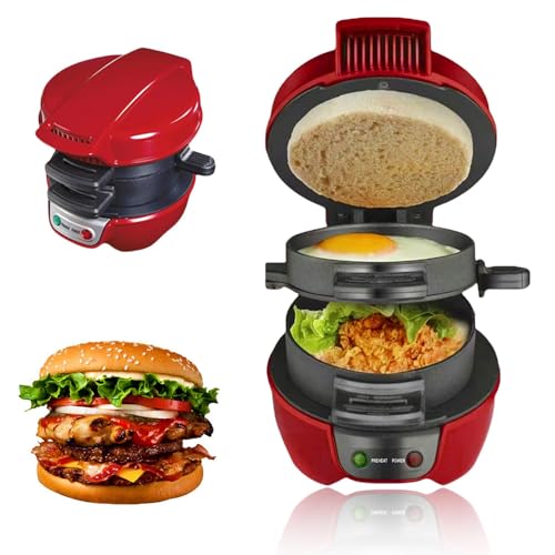 Sandwichera para Desayuno Eléctrica - 3-en-1 Antiadherente para Gofres Y Magdalenas con Luz Indicadora, Calentamiento Rápido para Desayuno, Almuerzo, Merienda - Compacta Y Fácil De Limpiar (bpa Free)