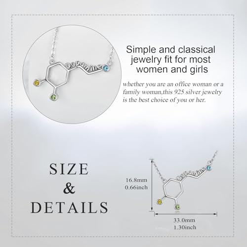LUHE Serotonin Molecule Necklace Sterling Silver Chemical Molecules Jewelry Gifts for Women4