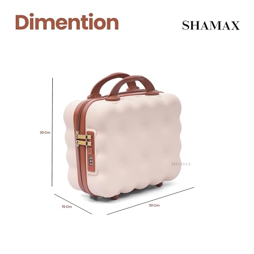 Image of SHAMAX Hard Shell Mini Luggage Cosmetic Case - Portable Vanity Case (30x30x15 cm) Travel Makeup Organizer with TSA Number Lock, Gift for Women and Girls (Beige Brown)