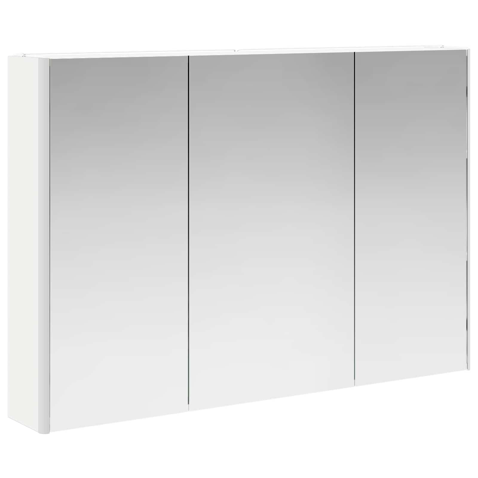 Szafka łazienkowa z lustrem, biała, materiał drewnopochodny, 103,5 x 15,5 x 70 cm, z oświetleniem LED, montaż na ścianie, miejsce do przechowywania i regulowane półki do łazienki