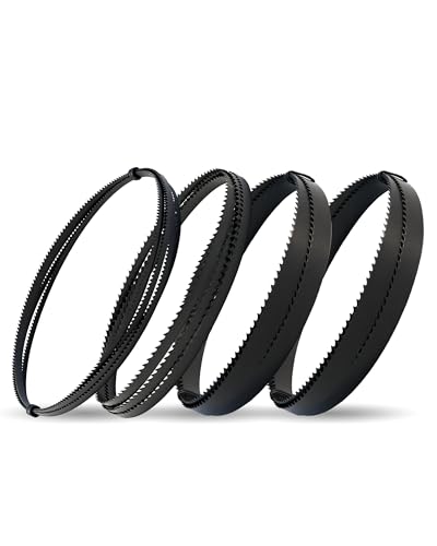 93-1/2 Inch Band Saw Blades Assortment for Woodworking, Premium SK5 Carbon Steel Bandsaw Blade 4-Pack (1/2" 6TPI x2, 1/4" 6TPI, 1/8" 14TPI), Fits Most 14" Band Saws for Resawing &amp; Contour Cut