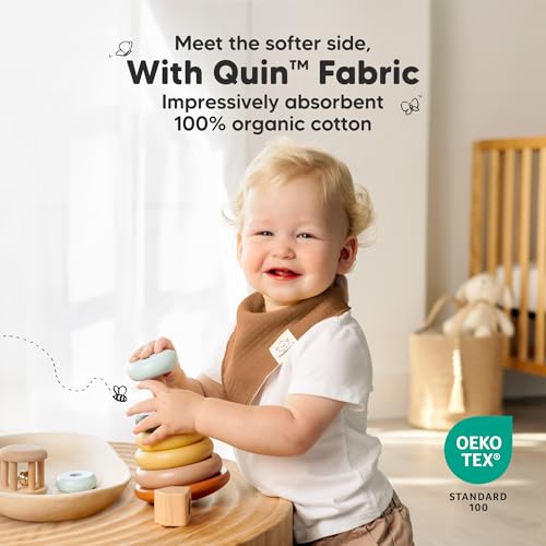 Image of 8pk Organic Baby Bandana Bibs for Drooling Teething (Driftwood /Quin)