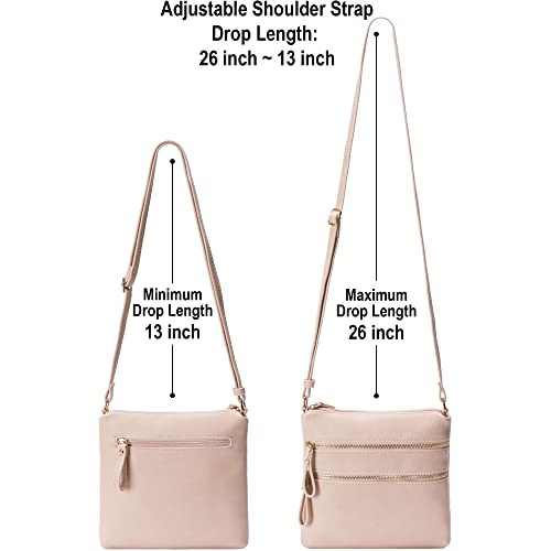 Image of Solene Small Multi Zipper Pocket Crossbody Bag with Adjustable Strap, Lightweight Travel Purse, Daily Small Messenger Pouch