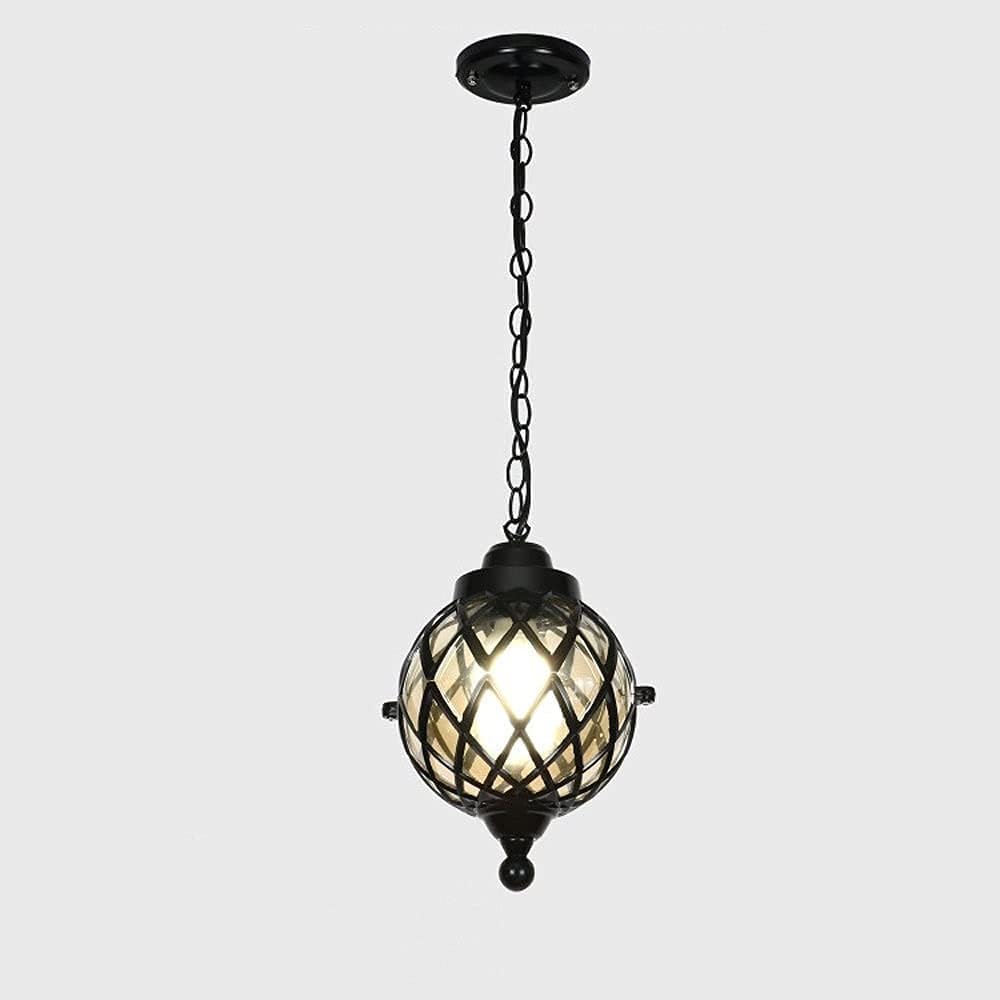 Glass Lantern American Retro Fixtures,Ball Outdoorp Balcony Grawaterproof Aluminum Bulb Garden Hangingp E27 Trellis Gallery Pavilionpensio Present