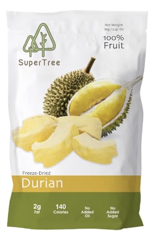 Premium Whole Freeze Dried Tropical Fruits, 100% fruits, natural 70g (2.5 oz), nothing else added. (1-pack, Durian)