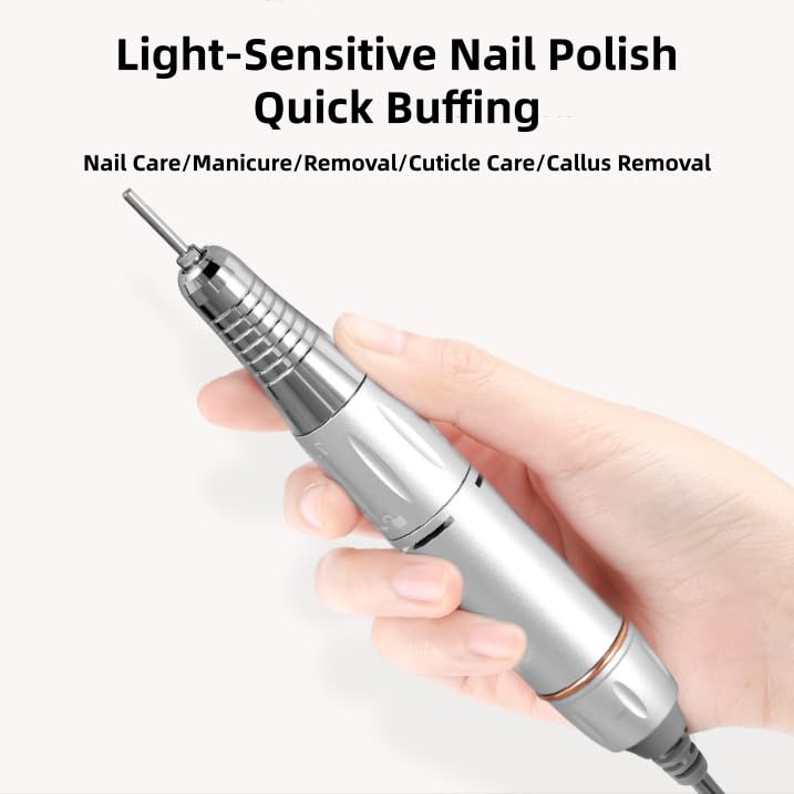 Portable Nail File 6 in 1 Kit for Thick Toenails, 35000RPM Rechargeable Efile with Coreless Motor, Toenail Grinder for Shaping, Polishing Removing Gel Nails,Green