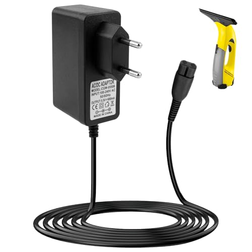 Cargador para Karcher Limpiacristales 5.5V Adaptador de Alimentación Compatible con WV1, WV2, WV5, WV60, WV75, WV70, WV Classic, Plus - 1.5m Cargador de Limpia Cristales para Karcher