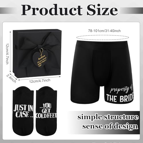 Geyoga 3pcs Groom Gift Set Wedding Gifts for Groom Include Boxer Brief Underwear Socks Wedding Gift for Husband from Bride2