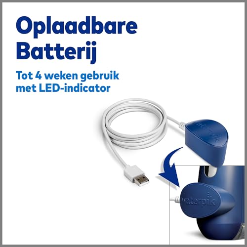 Waterpik Irrigador Dental Eléctrico con 3 Posiciones de Control del Agua a Presión con Cargador USB, Eliminación de Placa Dental óptimo para Viajar y para Baños Pequeños, Azul (WP-583EU) - imagen 3
