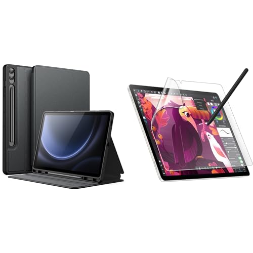 Funda Slim Folio Samsung Galaxy Tab S9 FE Plus 12,4" con Protector Pantalla Efecto Papel JETech