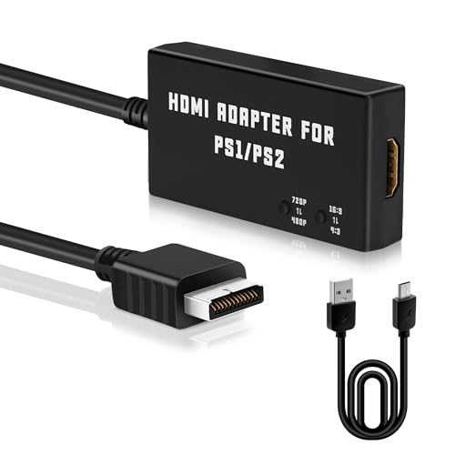 Mcbazel PS1/PS2 HDMI Adapter Unterstützung 4:3/16:9 Bildschirmverhältnis 480p/720p HDMI Konverter für PS1/PS2