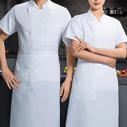 Chaqueta de manga corta para hombre, servicio de alimentos, catering, panaderos, chef, camarero, manga corta, espalda y axilas, malla cómoda, transpirable, camisas de verano para cocinar, trabajar, M