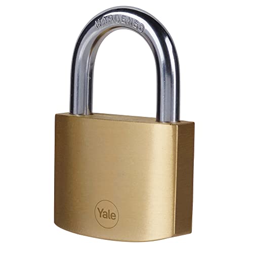 Image of Yale Y110B /50 /126 /1 - Brass Padlock (50 mm) - Indoor Locks for Ladders, Shutter Doors, Tools - 3 Keys - Standard Security