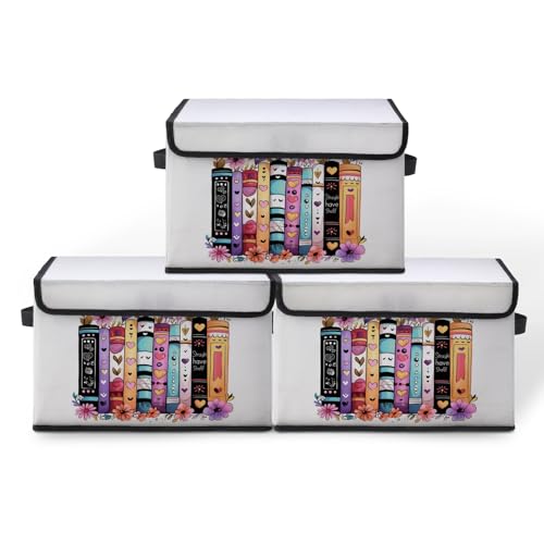 Image of Stackable Storage Bins with Lids,Closet Organizers Fabric Box for Home and Office,Blanket Clothes Organizers,Under Bed Storage Containers 3 Pack