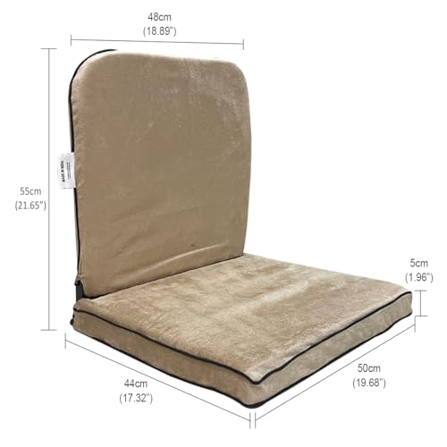 Image of Kawachi Floor Chair with Laptop Table, Foldable Back Support & Portable Study Table Combo, Reading, Work from Home, Meditation & Relaxation Chair (KC32-Beige)
