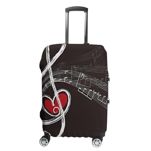 Treble Love And Music Travel Luggage Cover Elastic Washable Suitcase Cover Dustproof Anti-Scratch Suitcase Protector Fits 19-32 Inch Luggage, M