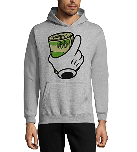Sweat à capuche premium en coton gris motif brodé Cartoon Hands durable