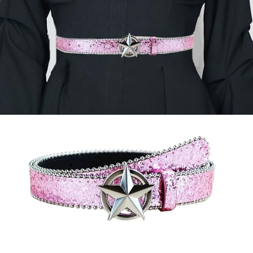 Punk Waist Belly Chain Belt For Women Men For Street Dance Prom Hip Hop Rock Music PU Belt Jean Star Buckle Belt2