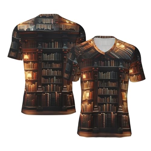 Stylish Athletic Sports Jersey Bookshelf-Library-Book Men's Rugby Jersey Large Black
