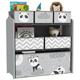 ZONEKIZ Estantería Infantil de Juguetes con 6Cajas 63x30x66cm Gris y Blanco