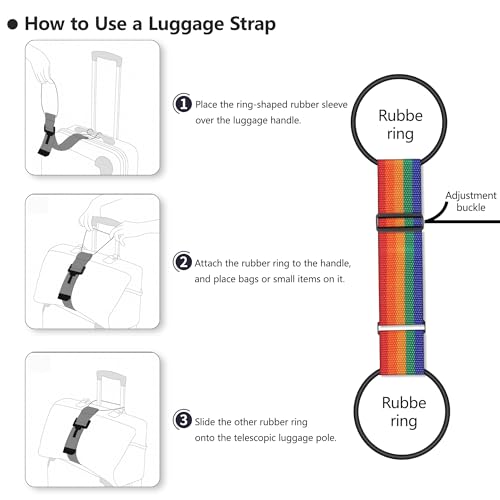 Image of Luggage Straps Bag Bungee Luggage Straps Suitcase Adjustable Belt，Add a Bag Easy to Travel Suitcase Elastic Strap Belt Luggage Accessories(Colorful)