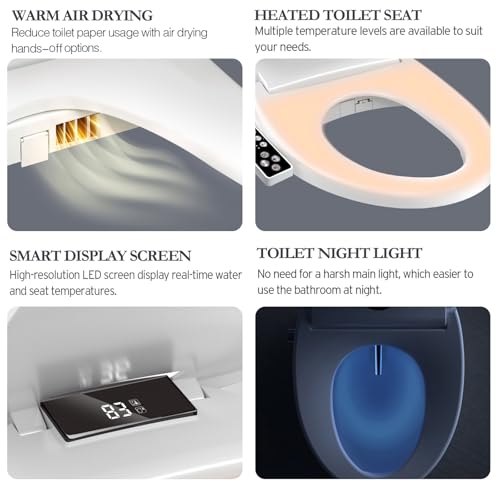 Image of XCQQ Electric Heated Bidet Toilet Seat, Round, S9BR