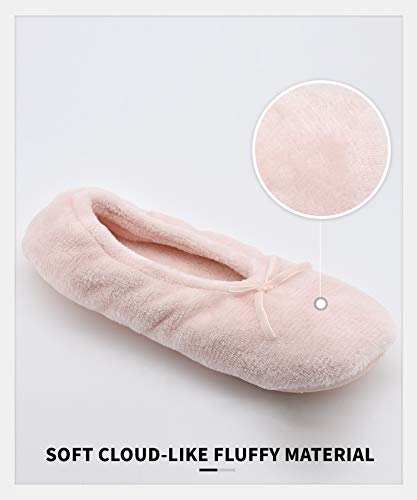 Image of Panda Bros 2 Pairs Women's Ballerina House Slippers, Anti-Skid Comfy Warm Ballet Style Slippers