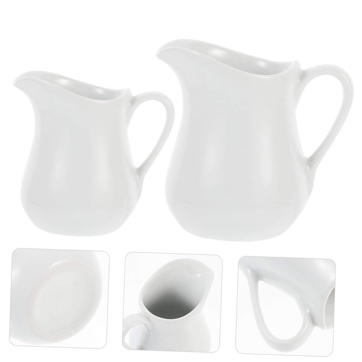 CIYODO 2pcs Ceramic Milk Cup Espresso Creamer Milk Pitcher Coffee Creamer Pourer Coffee Pitcher Small Milk Jug Hard Case with Foam Water Pitcher Syrup Ceramic Milk Pitcher Ceramics White