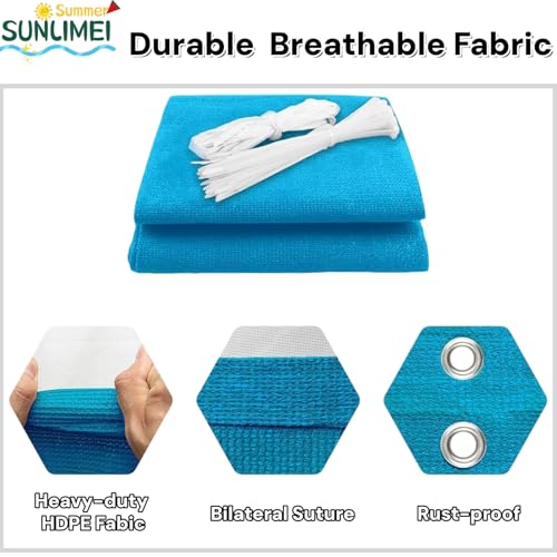 Voile ombrage rectangulaire 4.5x5 m auvent jardin terrasse bleu - 6