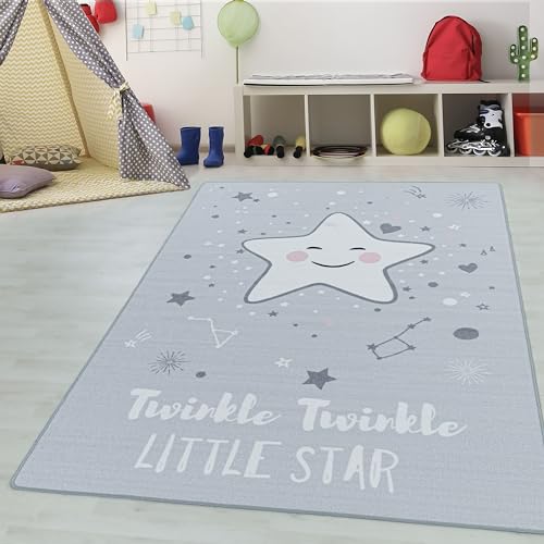 Kinderteppiche für Kinder Sterne-Design Spielteppich Waschbar Baby Teppich Weich rutschfest...