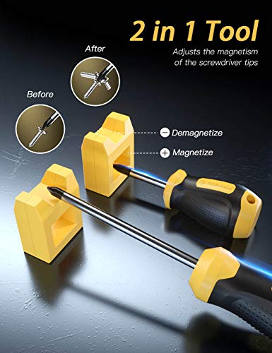 Magnetic Screwdriver Set 57 PCS Includes Slotted/Phillips/Torx Mini Precision Screwdriver, CREMAX Non-Slip Repair Tool Kit with Replaceable Screwdriver Bits for Repair Home Improvement Craft